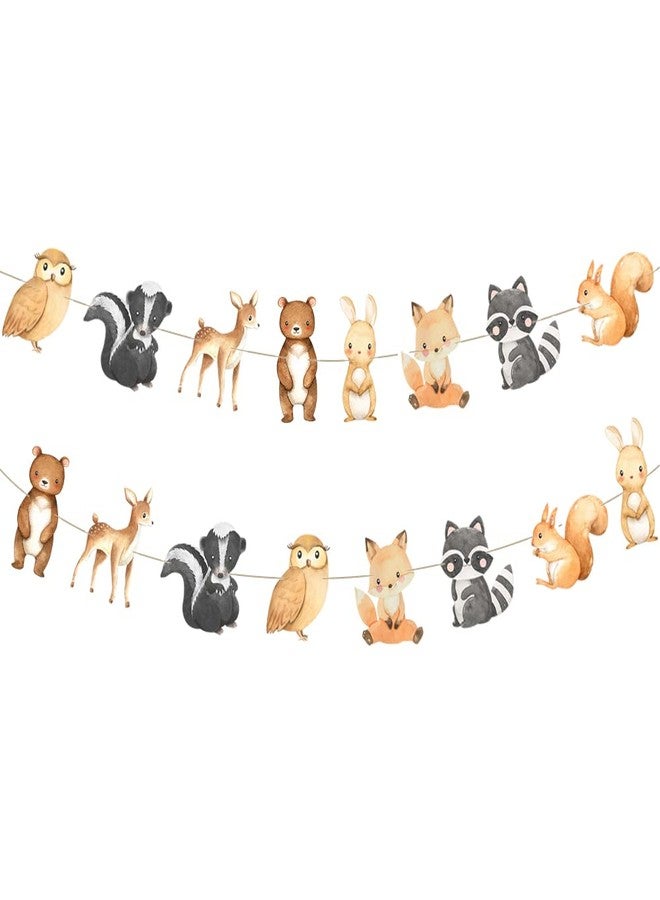 Aukolass Woodland Animals Banner Baby Shower Woodland Creatures Theme Boys Girls Birthday Party Supplies - Image 1
